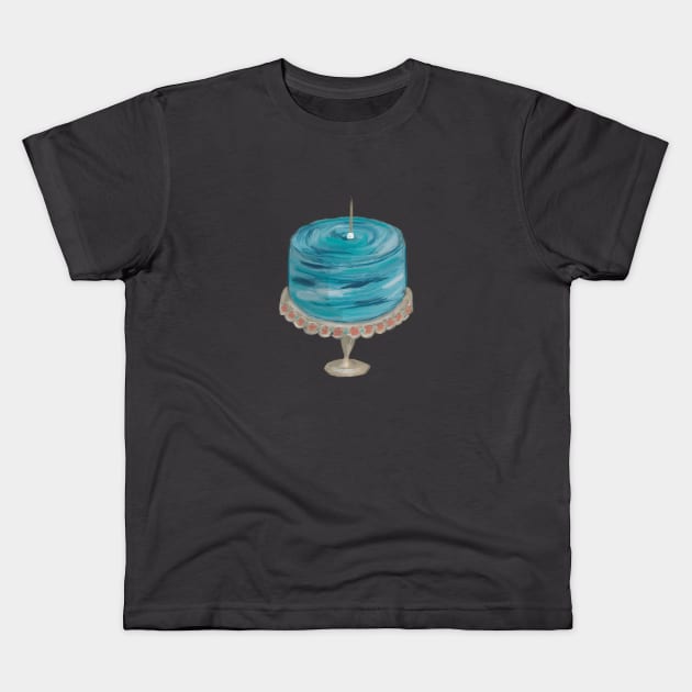 Blue Birthday Cake Kids T-Shirt by sheron90